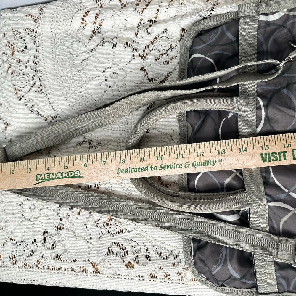 Le Sportsac Foldover Tote Crossbody Circles Large Bag Neutral - Picture 10 of 13